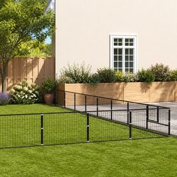 Sturdy Black Steel Mesh Dog Kennel Outdoor Enclosure
