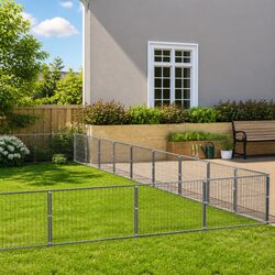 Durable Steel Dog Kennel for Outdoor Exercise Play