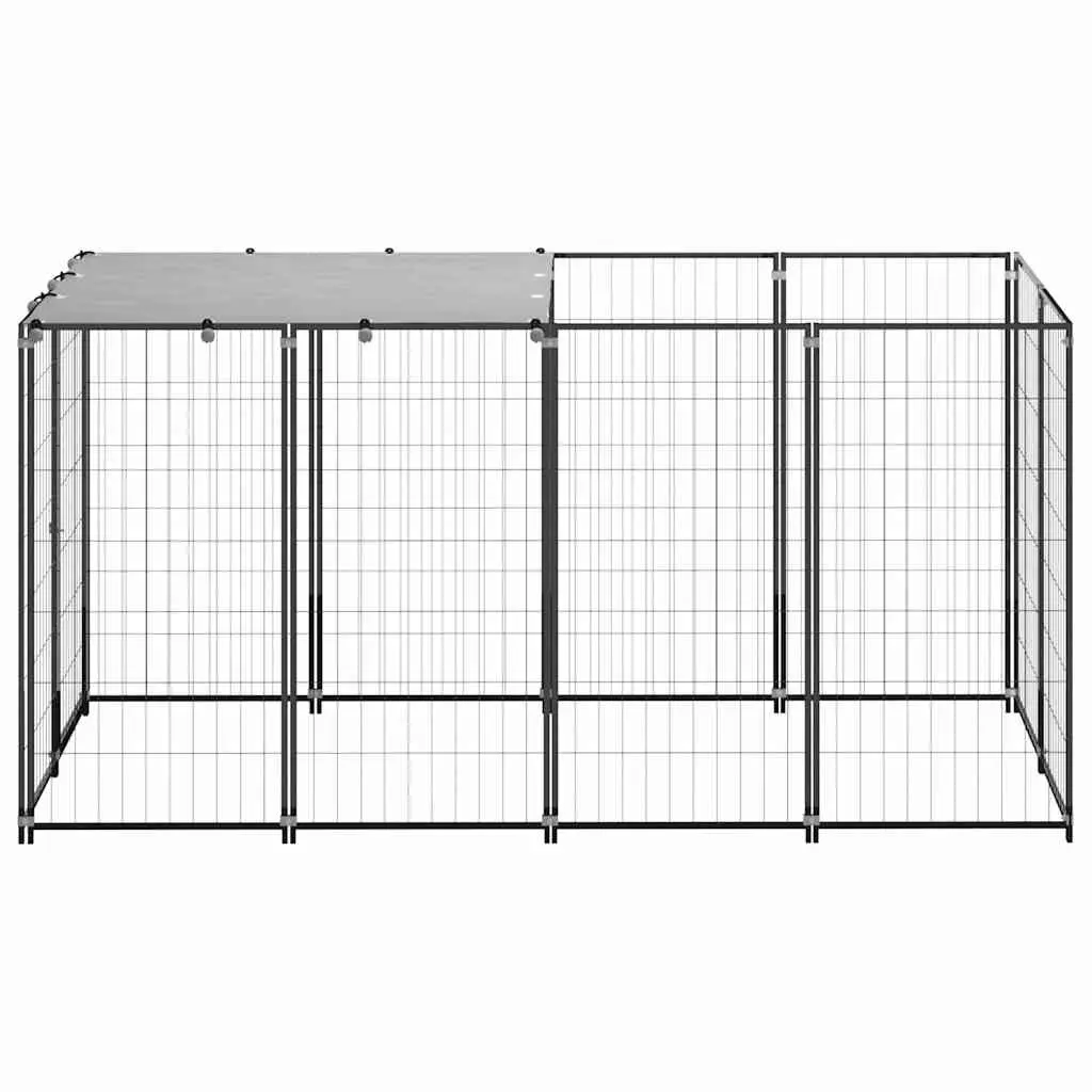 Dog Kennel Steel Outdoor Cage Enclosure Play Pen 2.42m² Black