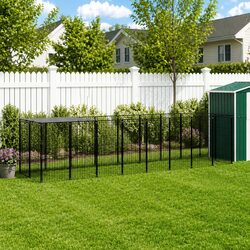 Large Black Steel Wire Mesh Dog Kennel for Outdoor Use