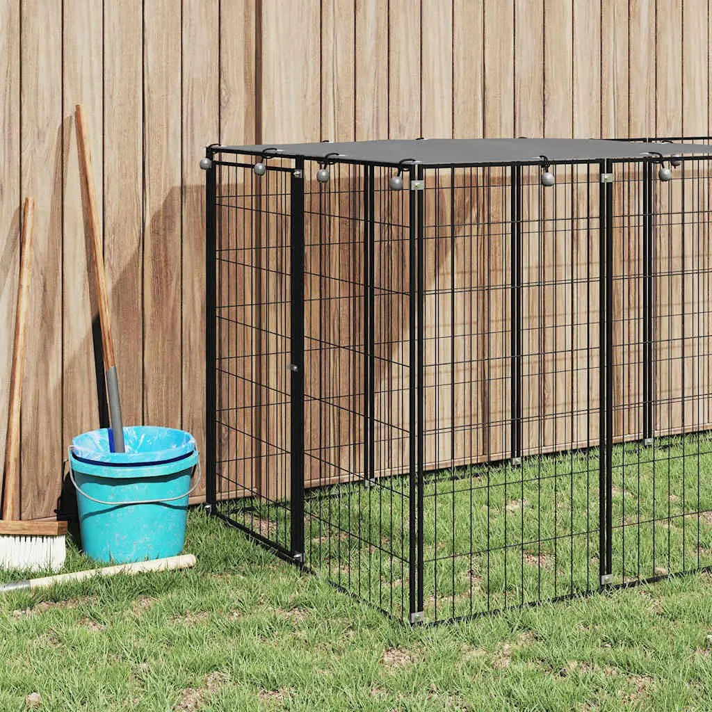 Large Black Steel Wire Mesh Dog Kennel for Outdoor Use