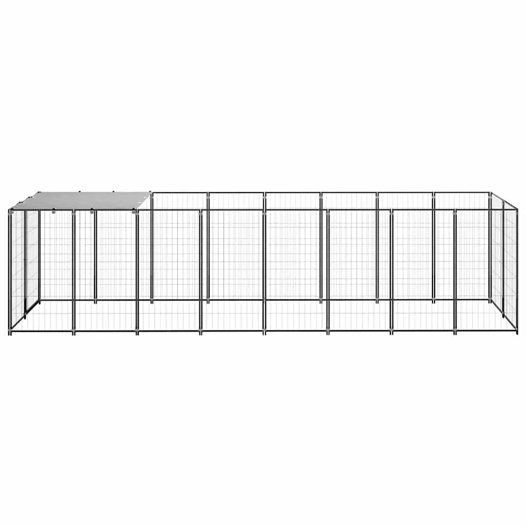 Large Black Steel Wire Mesh Dog Kennel for Outdoor Use
