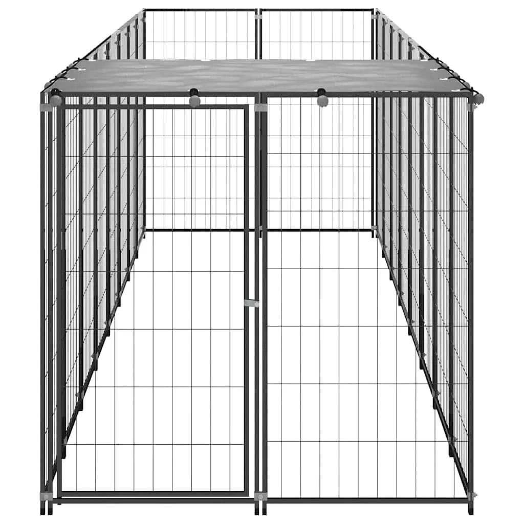 Large Black Steel Wire Mesh Dog Kennel for Outdoor Use