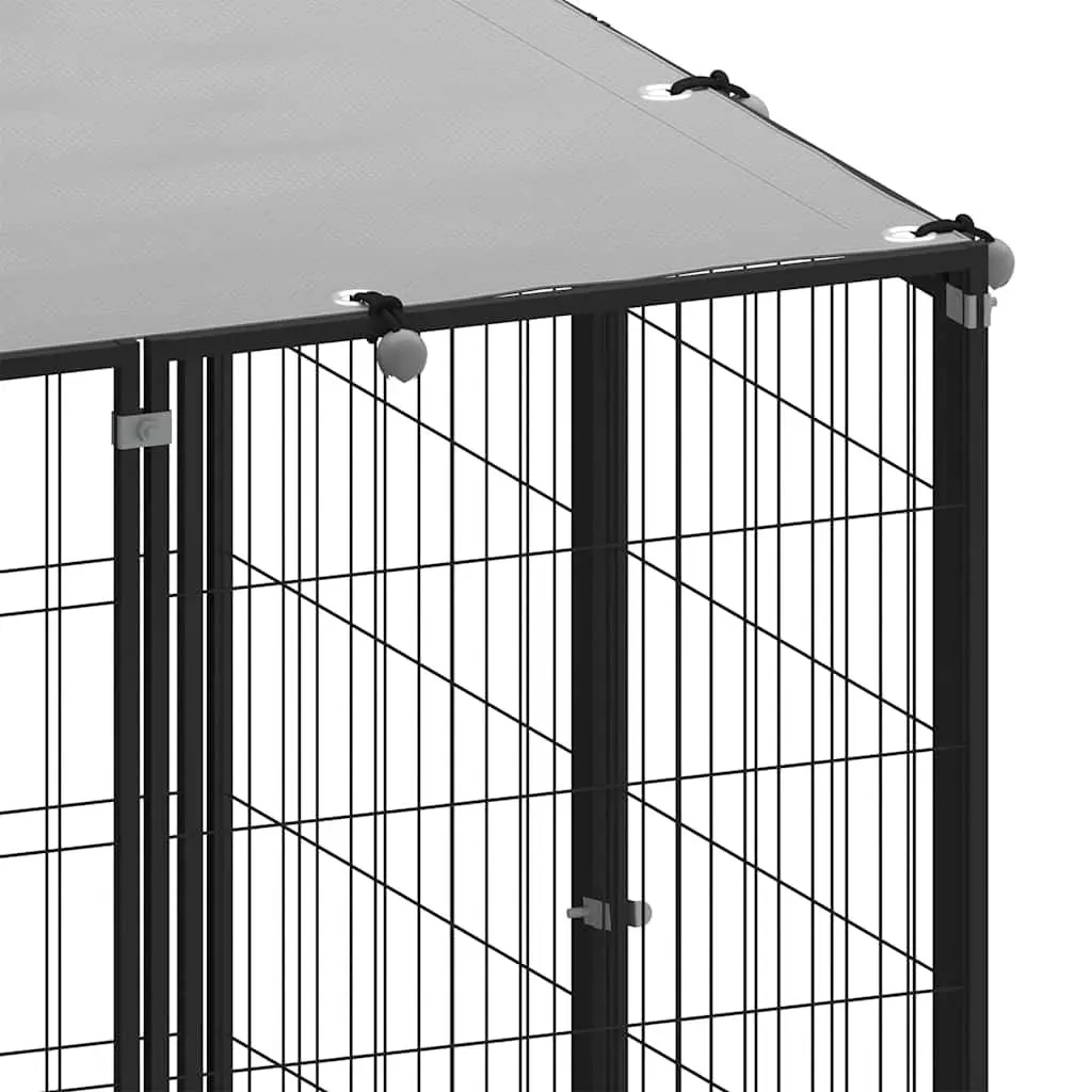 Large Black Steel Wire Mesh Dog Kennel for Outdoor Use