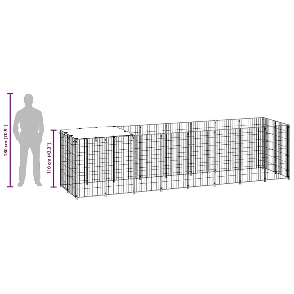 Large Black Steel Wire Mesh Dog Kennel for Outdoor Use
