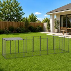 Sturdy Outdoor Steel Dog Kennel Cage 4.84m²
