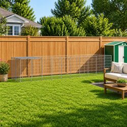 Large Silver Steel Dog Kennel for Secure Outdoor Play