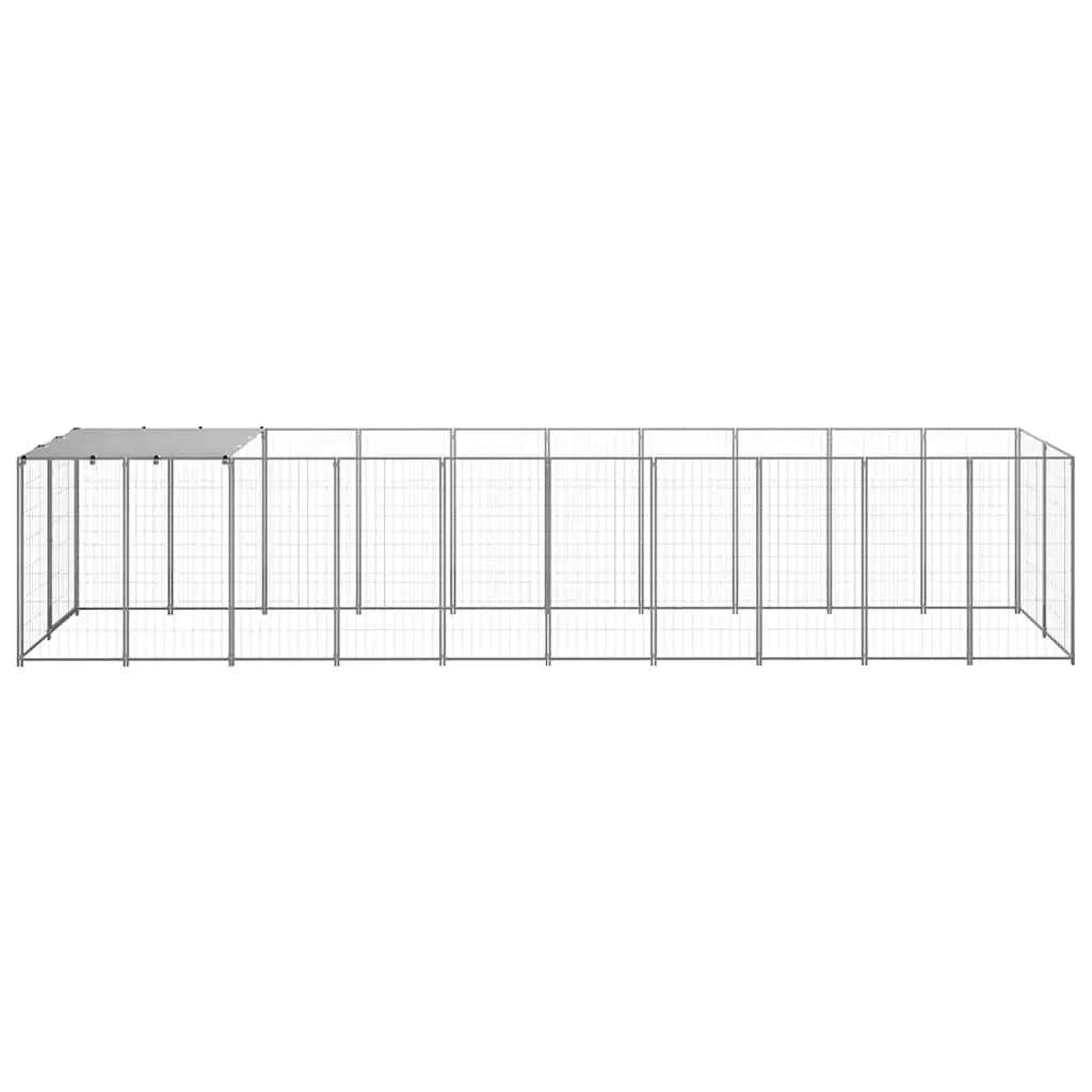 Dog Kennel Steel Large Silver Outdoor Pet Enclosure