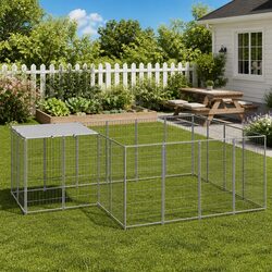 Outdoor Steel Cage Dog Kennel 6.05m² with Lockable Door