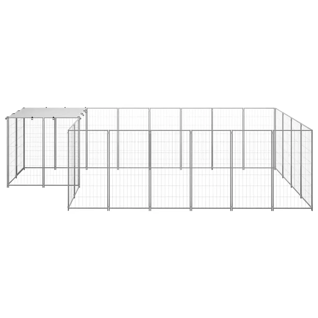 Dog Kennel Steel Large Silver Outdoor Pet Cage Exercise Area