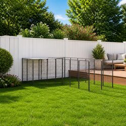 Durable Black Steel Dog Kennel for Outdoor Exercise