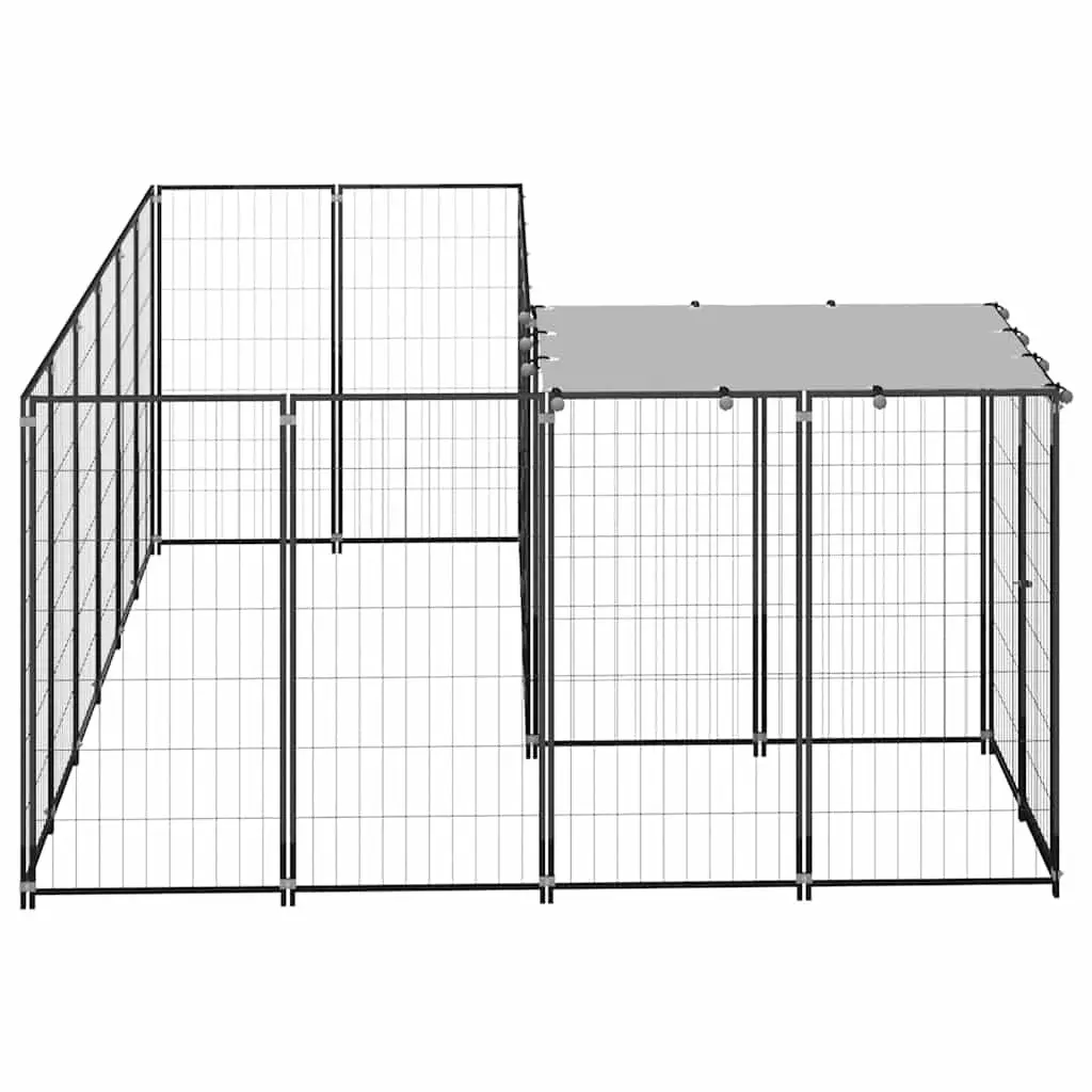 Dog Kennel Steel Black Outdoor Pet Enclosure Large Exercise Space