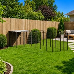 Large Black Outdoor Dog Kennel with Durable Steel Mesh