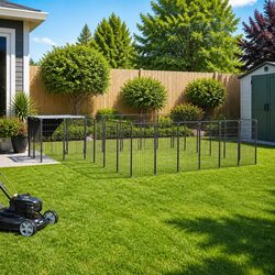 Large Black Steel Dog Kennel Outdoor Pet Enclosure 12.1m²