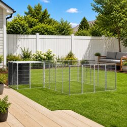 Large Outdoor Dog Kennel with Steel Wire Mesh Walls