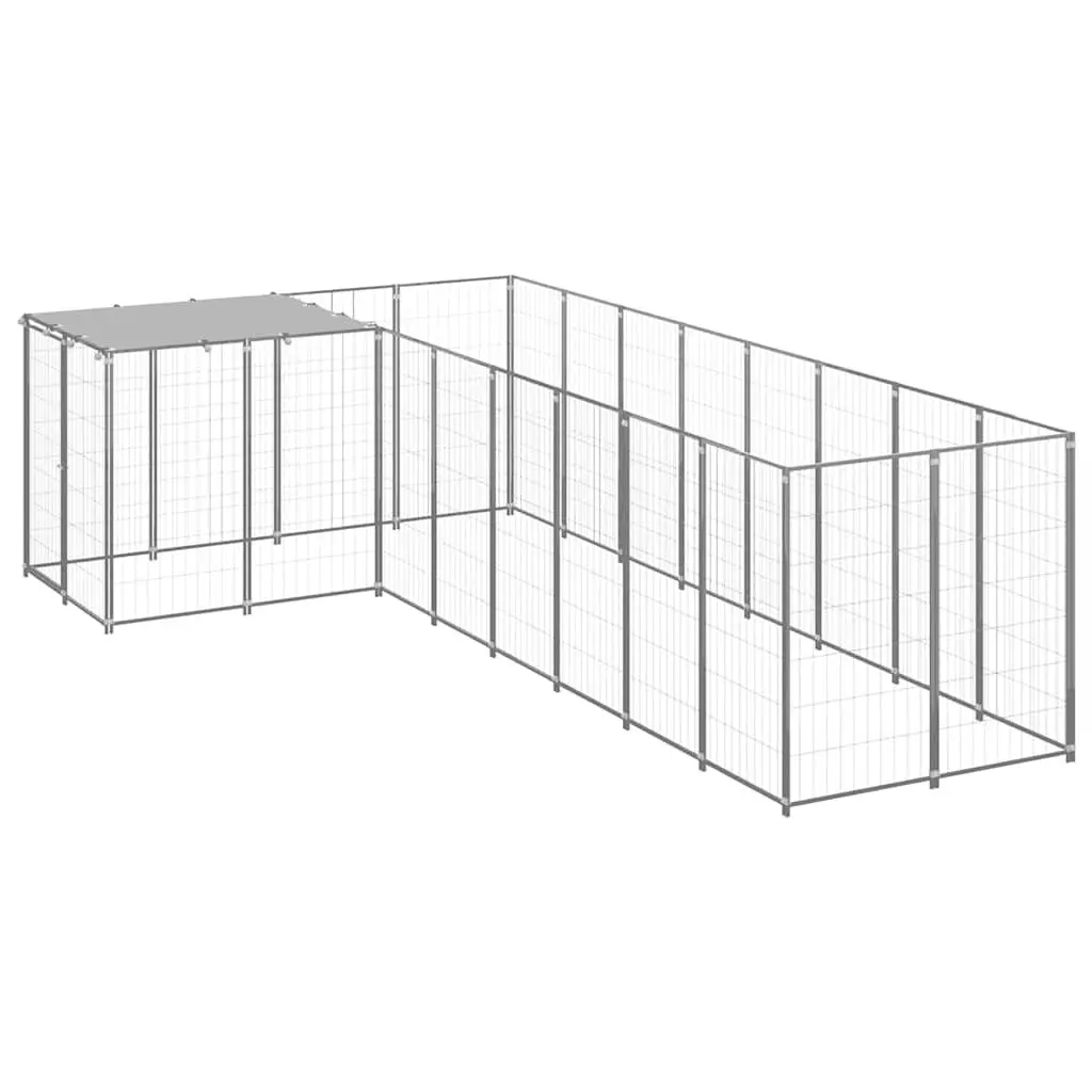 Dog Kennel Steel Outdoor Enclosure Play Pen Silver