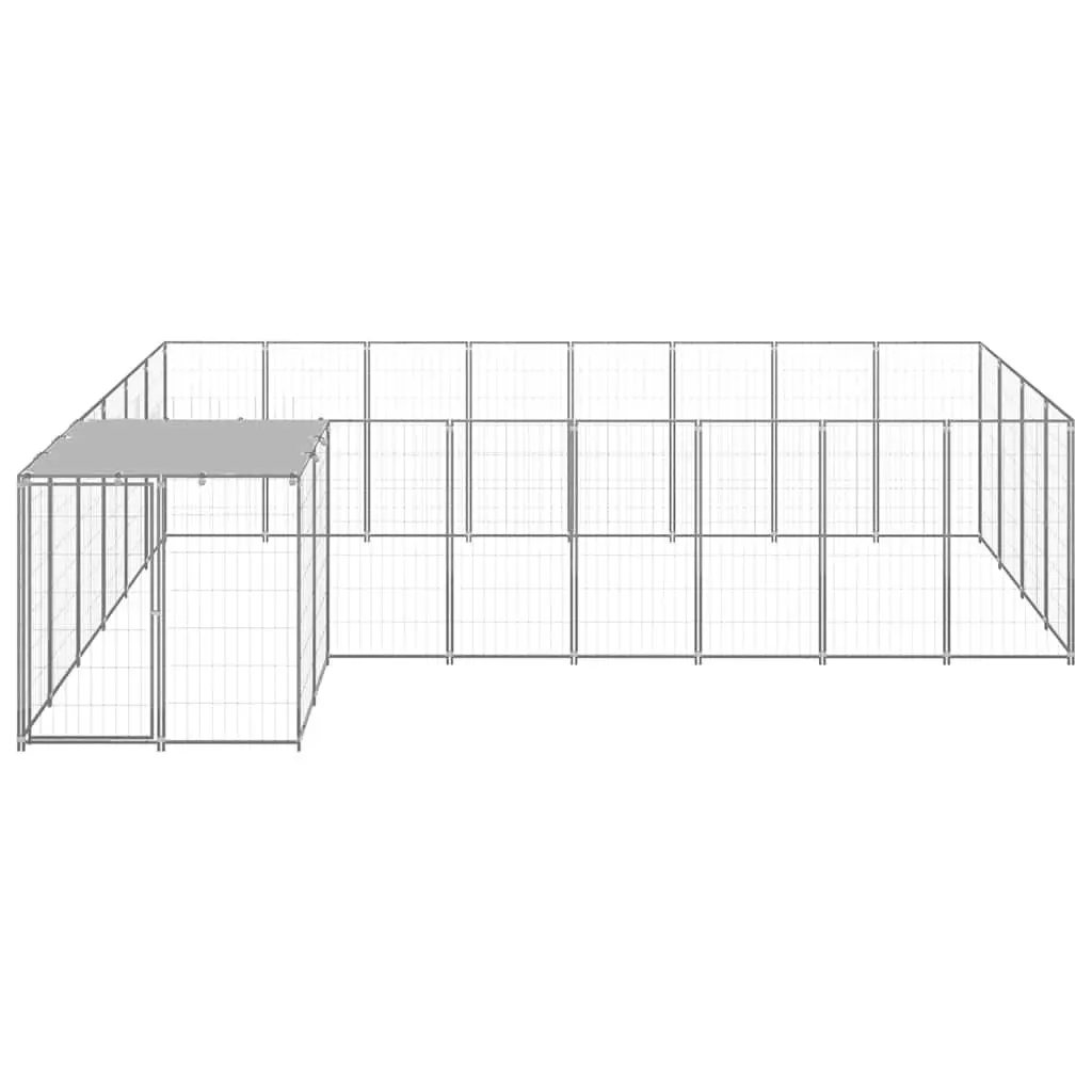 Dog Kennel Steel 10.89 m² Silver Outdoor Pet Enclosure Wire Mesh Cage Run