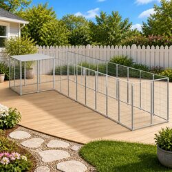 Large Outdoor Dog Kennel with Steel Wire Mesh for Pets