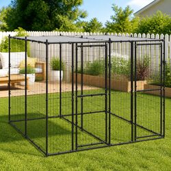 Durable Outdoor Dog Kennel with Lockable Door and Roof