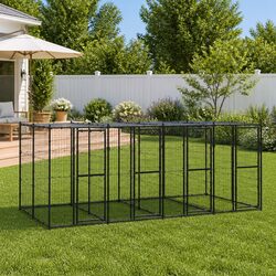 Durable Outdoor Dog Kennel with Water-Resistant Canopy