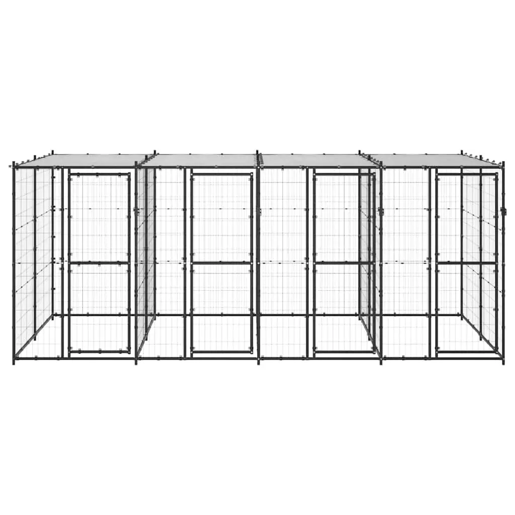 Outdoor Dog Kennel with Water-Resistant Canopy