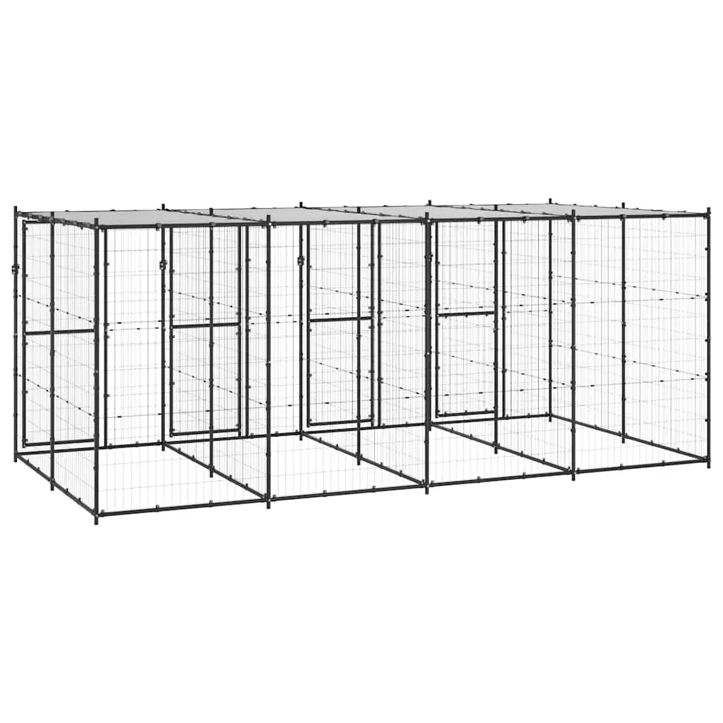 Outdoor Dog Kennel with Water-Resistant Canopy