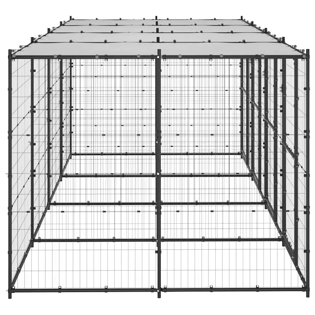 Outdoor Dog Kennel with Water-Resistant Canopy