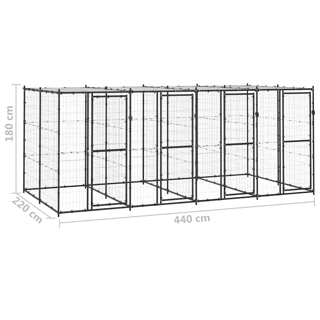 Outdoor Dog Kennel with Water-Resistant Canopy