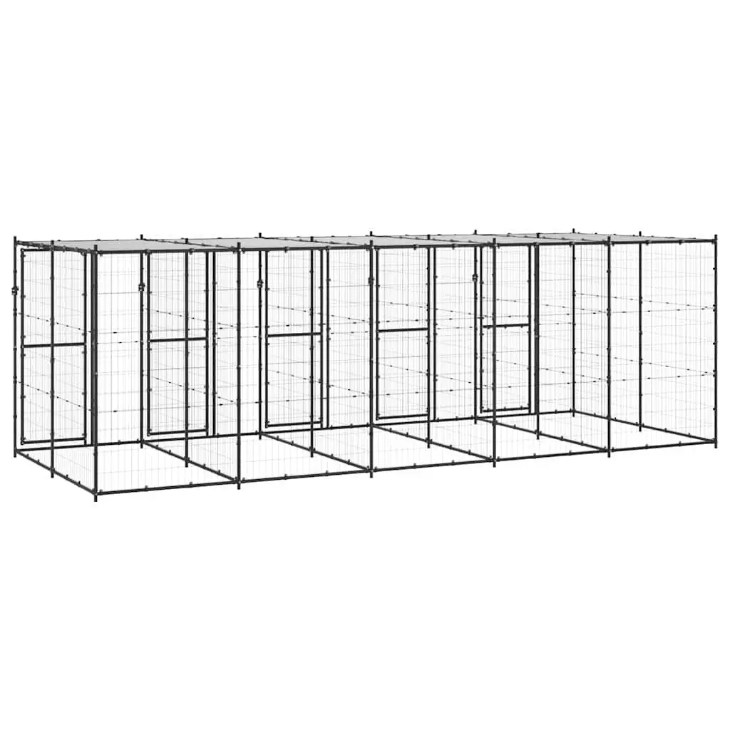Outdoor Dog Kennel with Mesh Roof for Safe Play