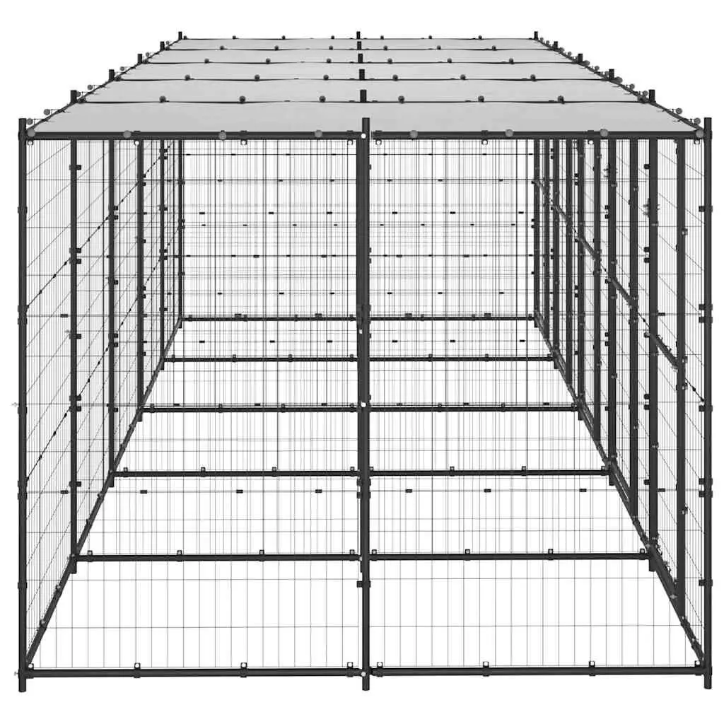 Outdoor Dog Kennel with Mesh Roof for Safe Play