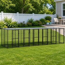 Durable Outdoor Dog Kennel with Secure Roof and Mesh