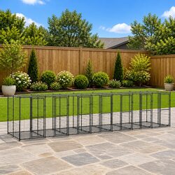 Heavy-Duty Steel Dog Kennel with PE Canopy Cover