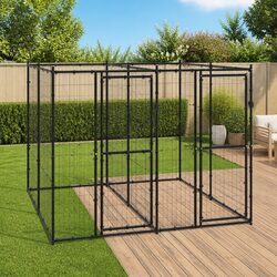 Sturdy Black Steel Mesh Dog Kennel for Safe Play