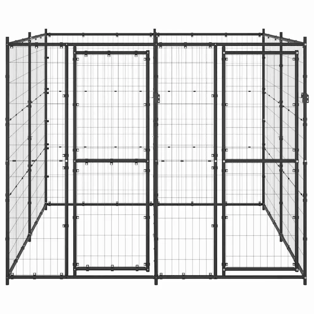 Dog Kennel Steel Mesh Outdoor Exercise Pen Enclosure Training Play Area Black