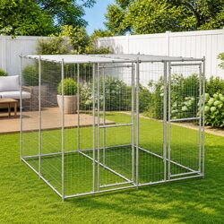 Durable Galvanised Steel Outdoor Dog Kennel with Roof 4.84 m²