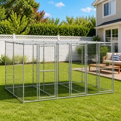 Large Galvanised Steel Dog Kennel with Roof