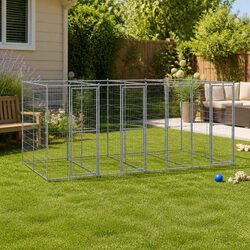 Galvanised Steel Outdoor Dog Kennel with Mesh Panels