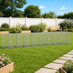 Large Galvanised Steel Dog Kennel Run for Outdoor Use