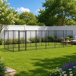 Heavy-Duty Outdoor Dog Kennel with Roof and Lockable Door