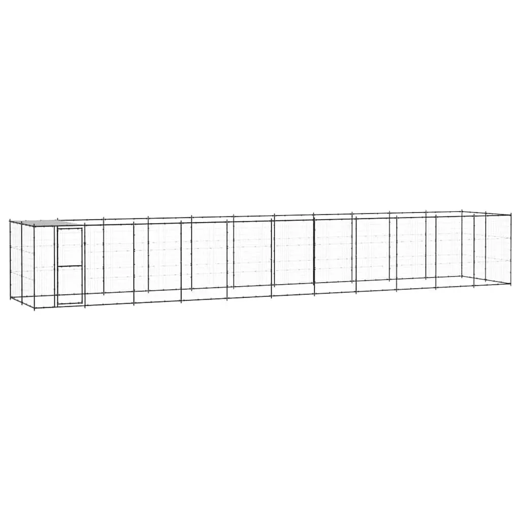Dog Kennel Outdoor Steel Enclosure with Roof Mesh Run Lockable Door Exercise