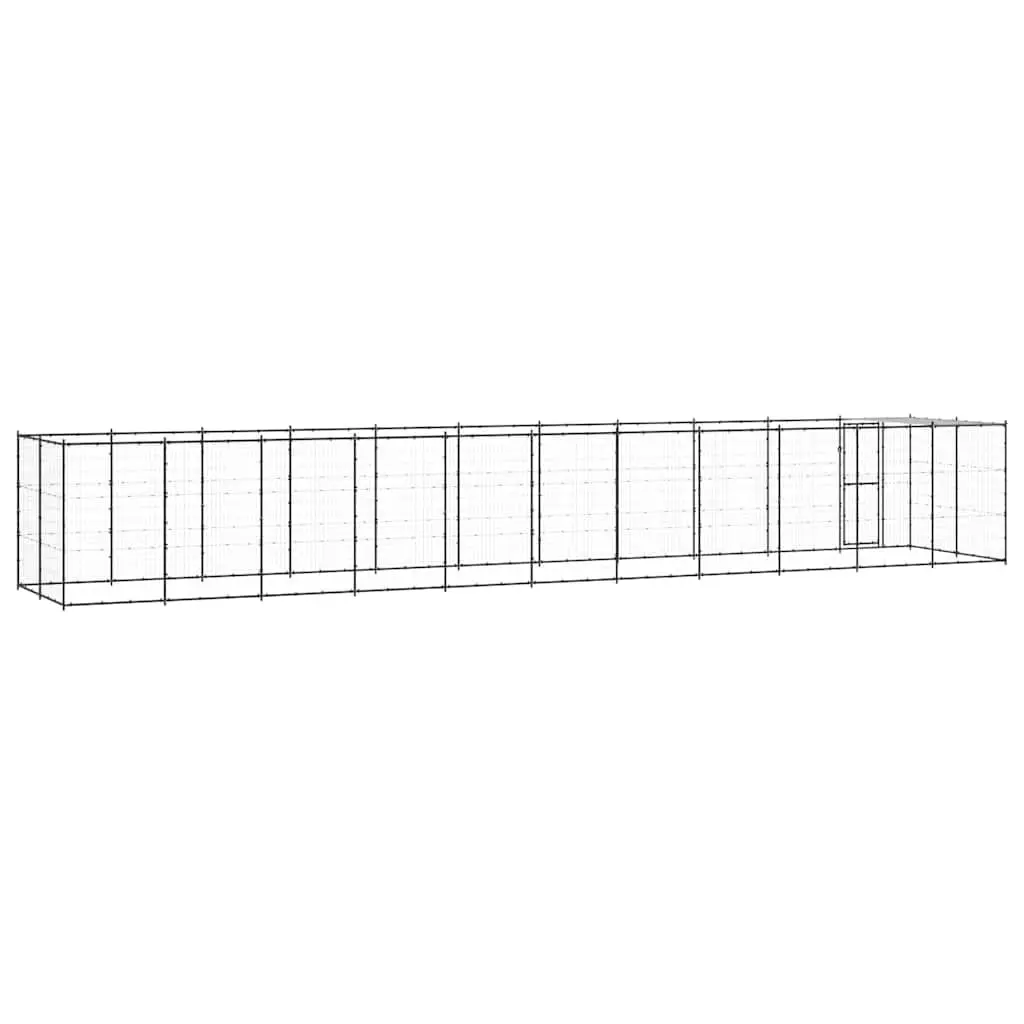 Dog Kennel Outdoor Steel Enclosure with Roof Mesh Run Lockable Door Exercise