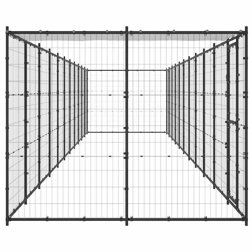 Dog Kennel Outdoor Steel Enclosure with Roof Mesh Run Lockable Door Exercise