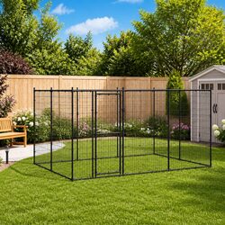 Steel Outdoor Dog Kennel with Ventilation and Lockable Door