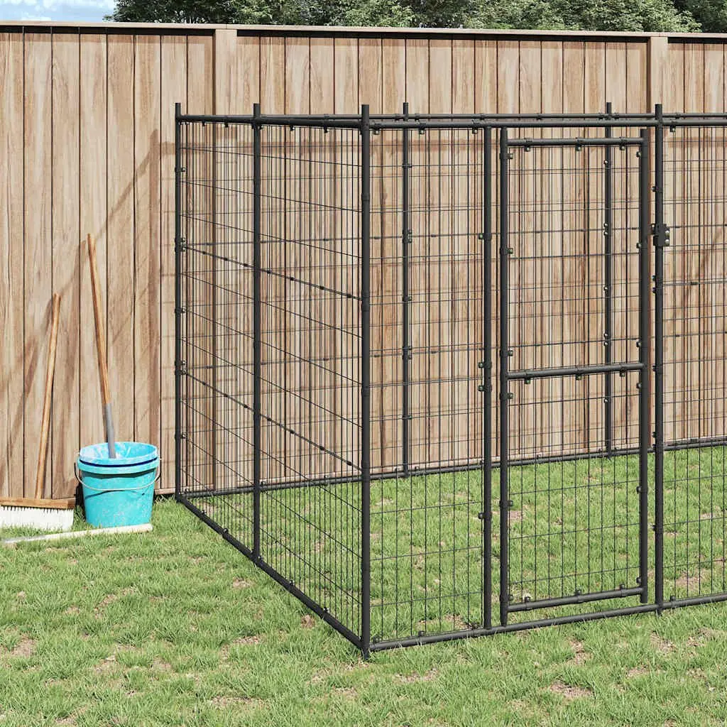 Steel Outdoor Dog Kennel with Ventilation and Lockable Door