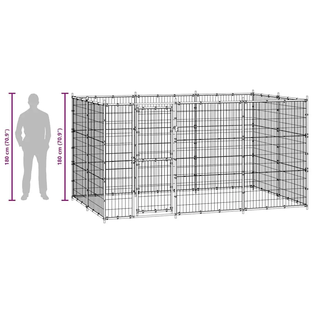 Steel Outdoor Dog Kennel with Ventilation and Lockable Door