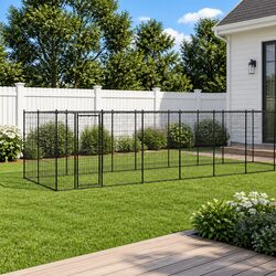Large Outdoor Steel Dog Kennel 21.78 m² with Mesh Enclosure