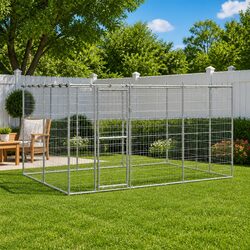 Large Exercise Run Pen with Galvanised Steel Mesh Roof