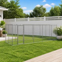 Dog Kennel Outdoor Galvanised Steel Mesh Run Exercise Pen with Water Resistant