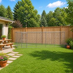 Durable Outdoor Dog Kennel with Roof Canopy