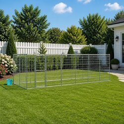 Large Galvanised Steel Outdoor Dog Kennel with Roof